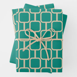 Gememd verbindt Geometrische Patroon in Midden-Cen Inpakpapier Vel