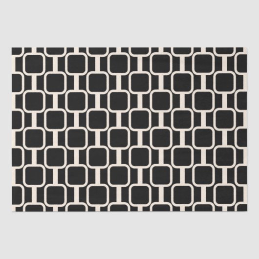 Gememde Verbindingen Retro Modern Geometric Black Tissuepapier (Voorkant)