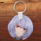 Gemene anime- en mangameisje met paars haar en rod sleutelhanger (Voorkant)