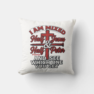 Gemene Jezus en Petrus Vintage Christelijke Humor Kussen