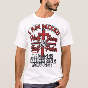 Gemene Jezus en Petrus Vintage Christelijke Humor T-shirt