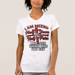 Gemene Jezus en Petrus Vintage Christelijke Humor T-shirt