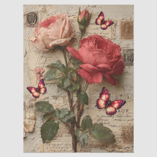 Gemengd Abstract Patroon Bloemen & Vlinders Tissuepapier (Voorkant)