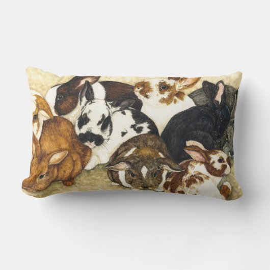 Gemengd bedrijf - Baby Rabbits Pillow Kussen (Voorkant)