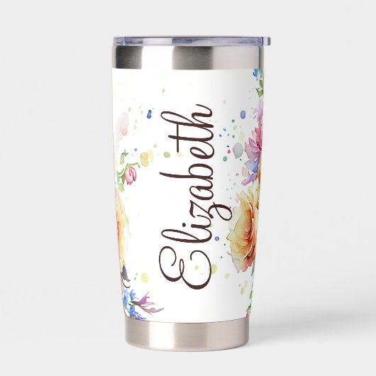 Gemengd bloemboeket gepersonaliseerd geïsoleerde drinkbeker (Links)