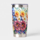 Gemengd bloemboeket gepersonaliseerd geïsoleerde drinkbeker (Rechts)