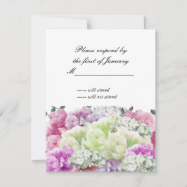 Gemengd boeket van bloemen antwoordkaart RSVP kaartje