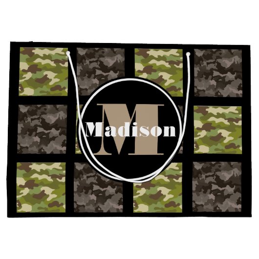 Gemengd Camouflage met personalisatie Large Cadeautasje (Achterkant)