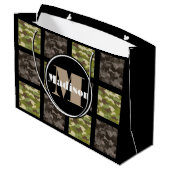 Gemengd Camouflage met personalisatie Large Cadeautasje (Achterkant Gekanteld)