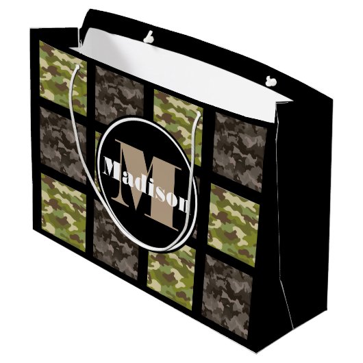 Gemengd Camouflage met personalisatie Large Cadeautasje (Achterkant Gekanteld)