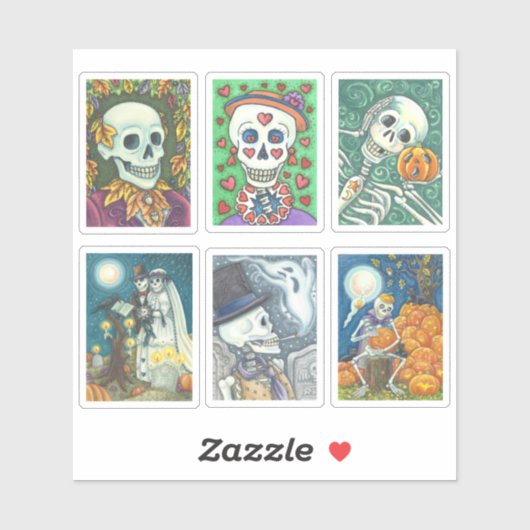 GEMENGD COLLECTIE WIT-SKULL, SKELETON-DODE BRIDE STICKER (Vel)