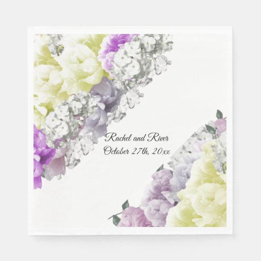 Gemengd Floral Yellow Wedding Paper Napkins Servet (Voorkant)