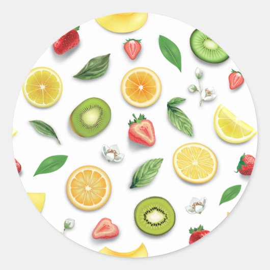 Gemengd Fruit 4 Ronde Sticker (Voorkant)