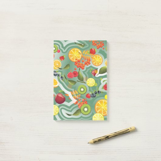Gemengd Fruit 7 Post-it® Notes (Op bureau)