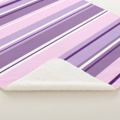 Gemengd gestreept patroon roze paars wit sherpa deken (3/4)