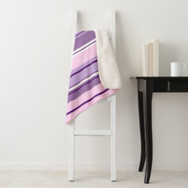 Gemengd gestreept patroon roze paars wit sherpa deken