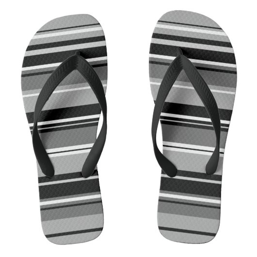 Gemengd gestreept patroon zwart wit grijs teenslippers (Voetbed)