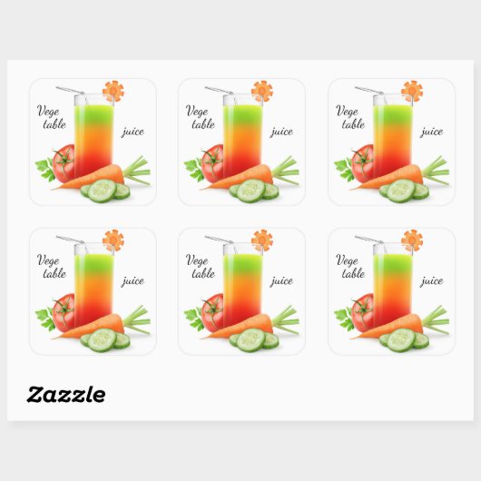 Gemengd groentesap vierkante sticker (Vel)