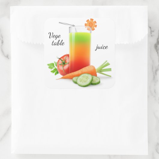 Gemengd groentesap vierkante sticker (Tas)