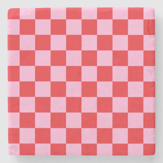 Gemengd Licht Roze Geruit Stenen Onderzetter (Voorkant)