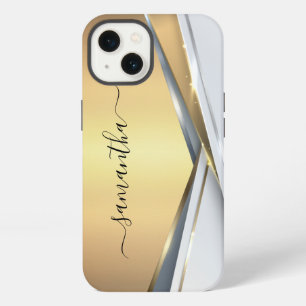 Gemengd Metaal 3-D Gouden Monogram iPhone 13 Hoesje