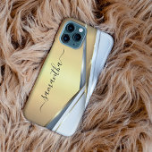 Gemengd Metaal 3-D Gouden Monogram iPhone Hoesje