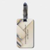 Gemengd metaal 3D-look Calligraphy Gouden Monogram Bagagelabel (Achterkant verticaal)