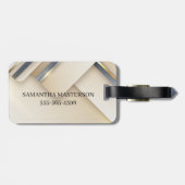 Gemengd metaal 3D-look Calligraphy Gouden Monogram Bagagelabel (Achterkant horizontaal)
