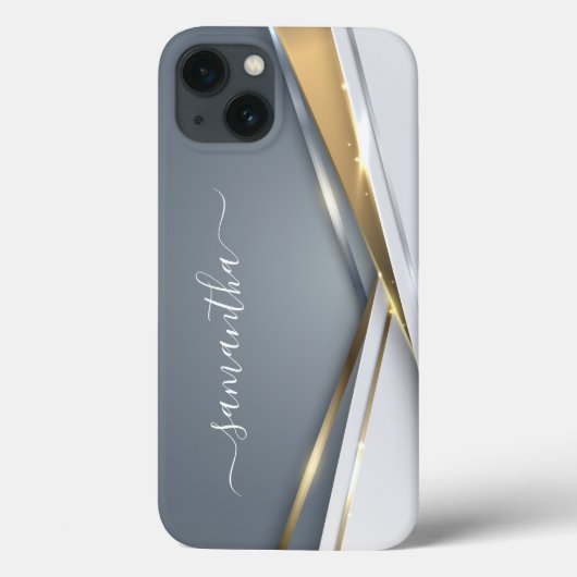 Gemengd metaal 3D-look kalligrafie gouden monogram Case-Mate iPhone Case (Achterkant)