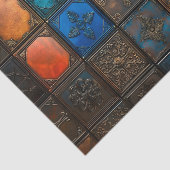 Gemengd ontwerp tegels Bruin Blauw Goud AA7 Decoup Tissuepapier (Detail)