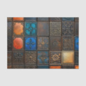 Gemengd ontwerp tegels Bruin Blauw Goud AA7 Decoup Tissuepapier (Voorkant)