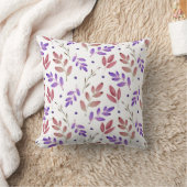 Gemengd Paars, Sienna Waterverf Leaves Pattern Kussen (Deken)