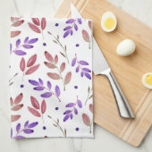 Gemengd Paars, Sienna Waterverf Leaves Pattern Theedoek (Quarter Fold)