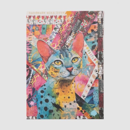Gemengd Papier Kat Collage Tissuepapier (Voorkant)