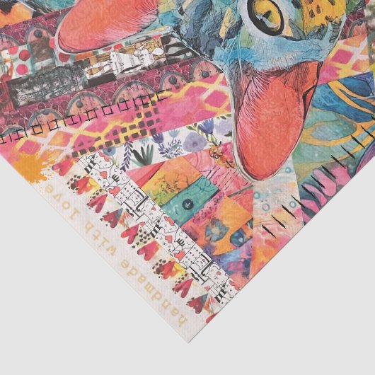 Gemengd Papier Kat Collage Tissuepapier (Detail)