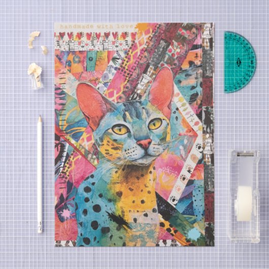 Gemengd Papier Kat Collage Tissuepapier (Craft)