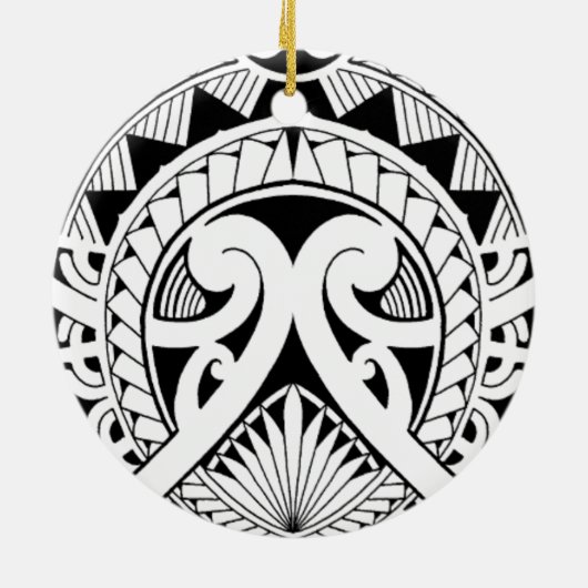 gemengd polynesiaans maori tribaal tattoo kokokosb keramisch ornament (Achterkant)
