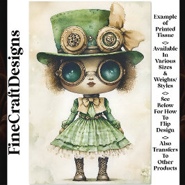 Gemengd Ras Steampunk Pop, Groen AM6 Découpage Tissuepapier