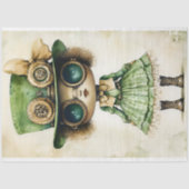 Gemengd Ras Steampunk Pop, Groen AM6 Découpage Tissuepapier (Voorkant)