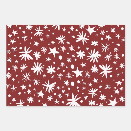 GEMENGD rood en witte sterren, recyclebare kerst Inpakpapier Vel (Voorkant 3)