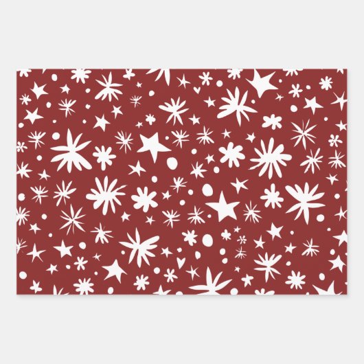 GEMENGD rood en witte sterren, recyclebare kerst Inpakpapier Vel (Voorkant 2)