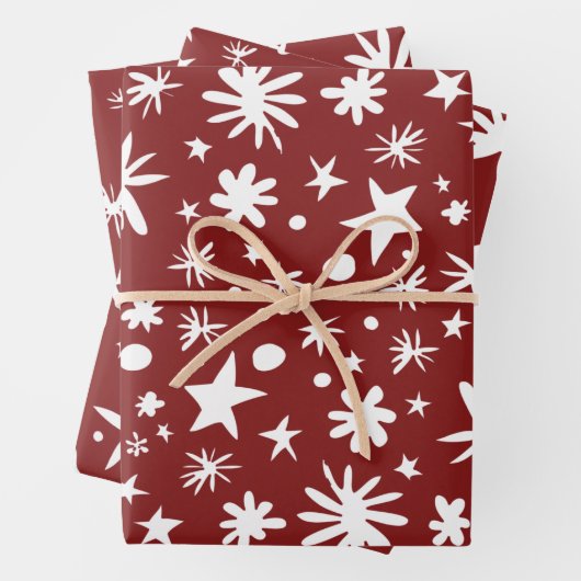 GEMENGD rood en witte sterren, recyclebare kerst Inpakpapier Vel (In situ)