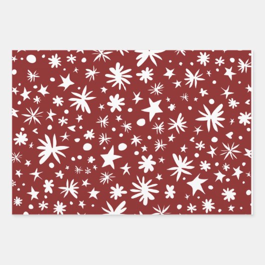GEMENGD rood en witte sterren, recyclebare kerst Inpakpapier Vel (Voorkant)