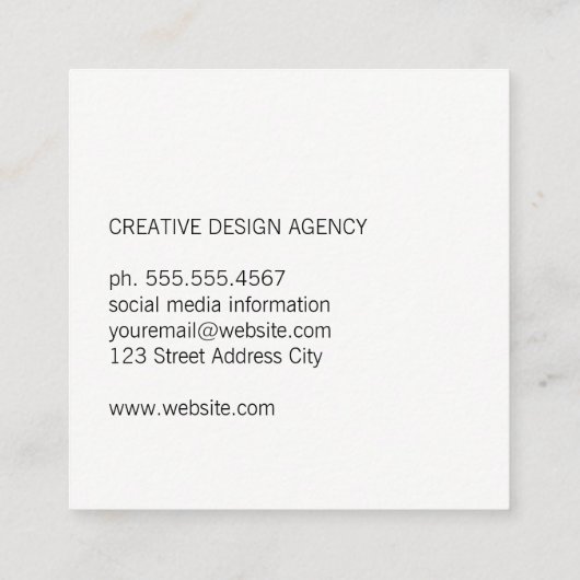 Gemengd Type | Modern Vierkante Visitekaartje (Achterkant)