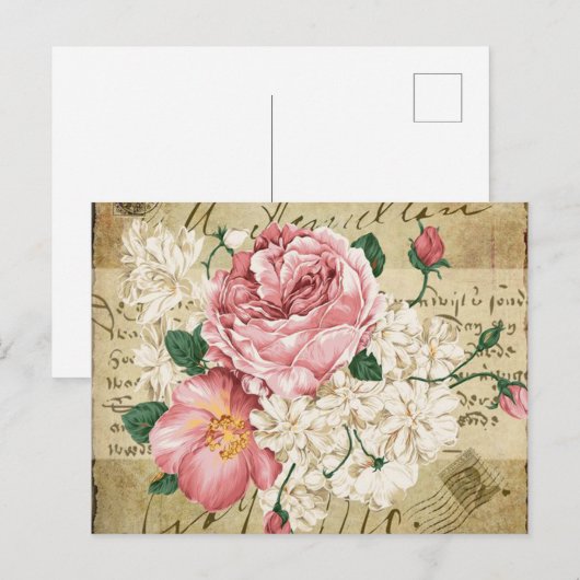 Gemengd Vintage bloemen leuk briefkaart (Voorkant / Achterkant)