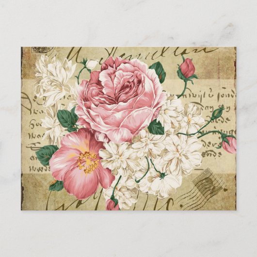 Gemengd Vintage bloemen leuk briefkaart (Voorkant)