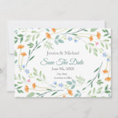Gemengd Waterverf Floral Lijst Save The Date (Voorkant)