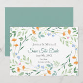 Gemengd Waterverf Floral Lijst Save The Date (Voorkant / Achterkant)