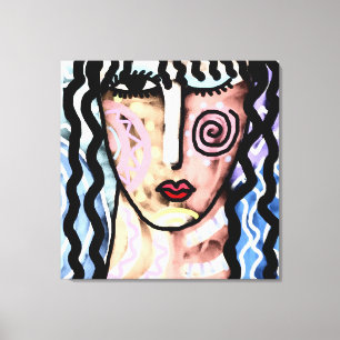 Gemengde Abstracte digitale vormgeving met emoties Canvas Afdruk