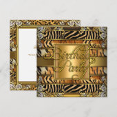 Gemengde Animal Print Woman's Birthday Party Kaart (Voorkant / Achterkant)